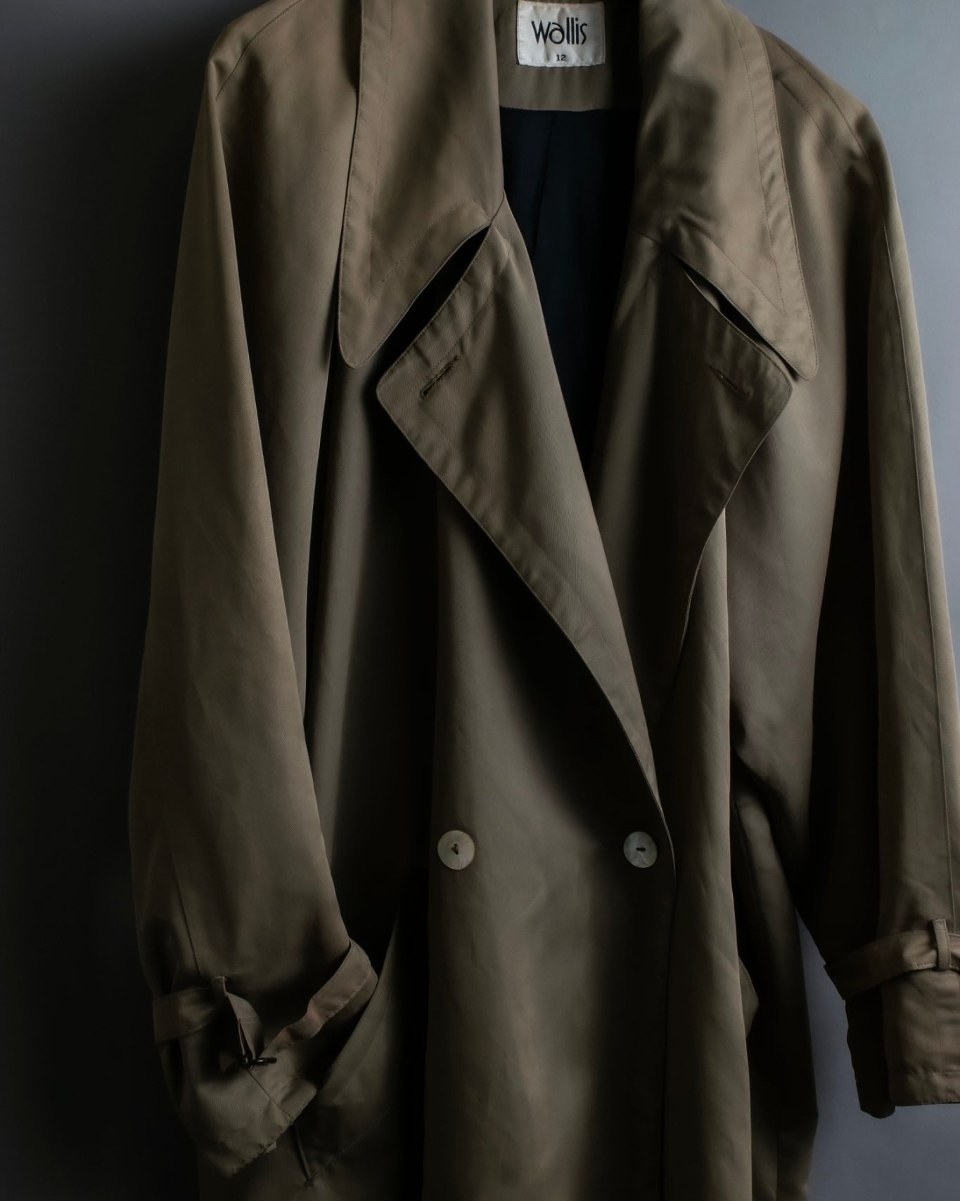 Vintage long collar raglan spring trench jacket