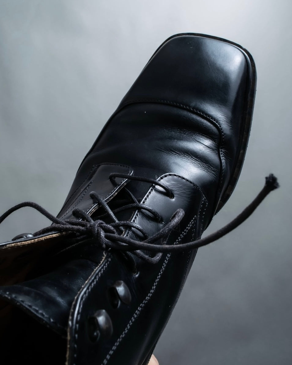 "Louis Vuitton" square toe leather lace-up boots