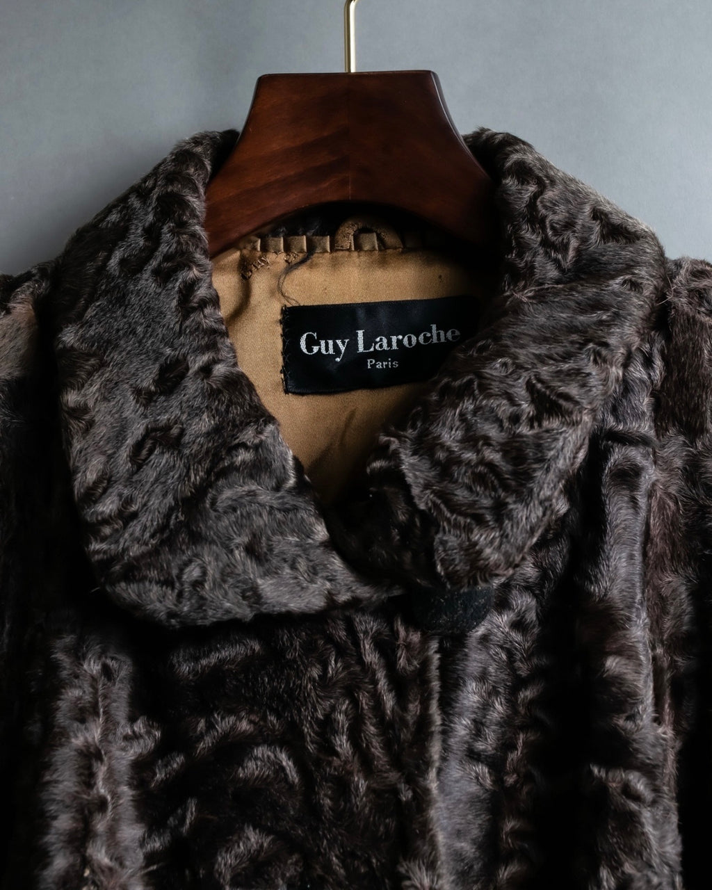 "Guy laroche" vintage real fur leather coat