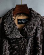 "Guy laroche" vintage real fur leather coat