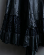 Cowhide flared lace skirt