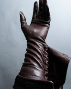 "PIUMELLI" Dead stock lace up long leather gloves