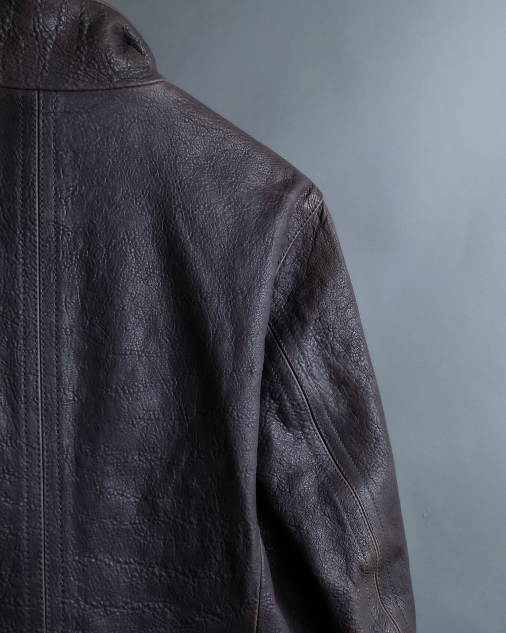 "EMPORIO ARMANI" grained lamb leather double zip jacket