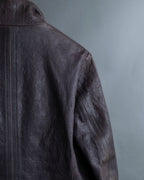 "EMPORIO ARMANI" grained lamb leather double zip jacket