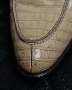 "GIORGIO ARMANI"Off-white crocodile leather loafers