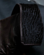 "PIUMELLI" Dead stock lace up long leather gloves