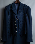 Embroidered oversized jacket coat with vest