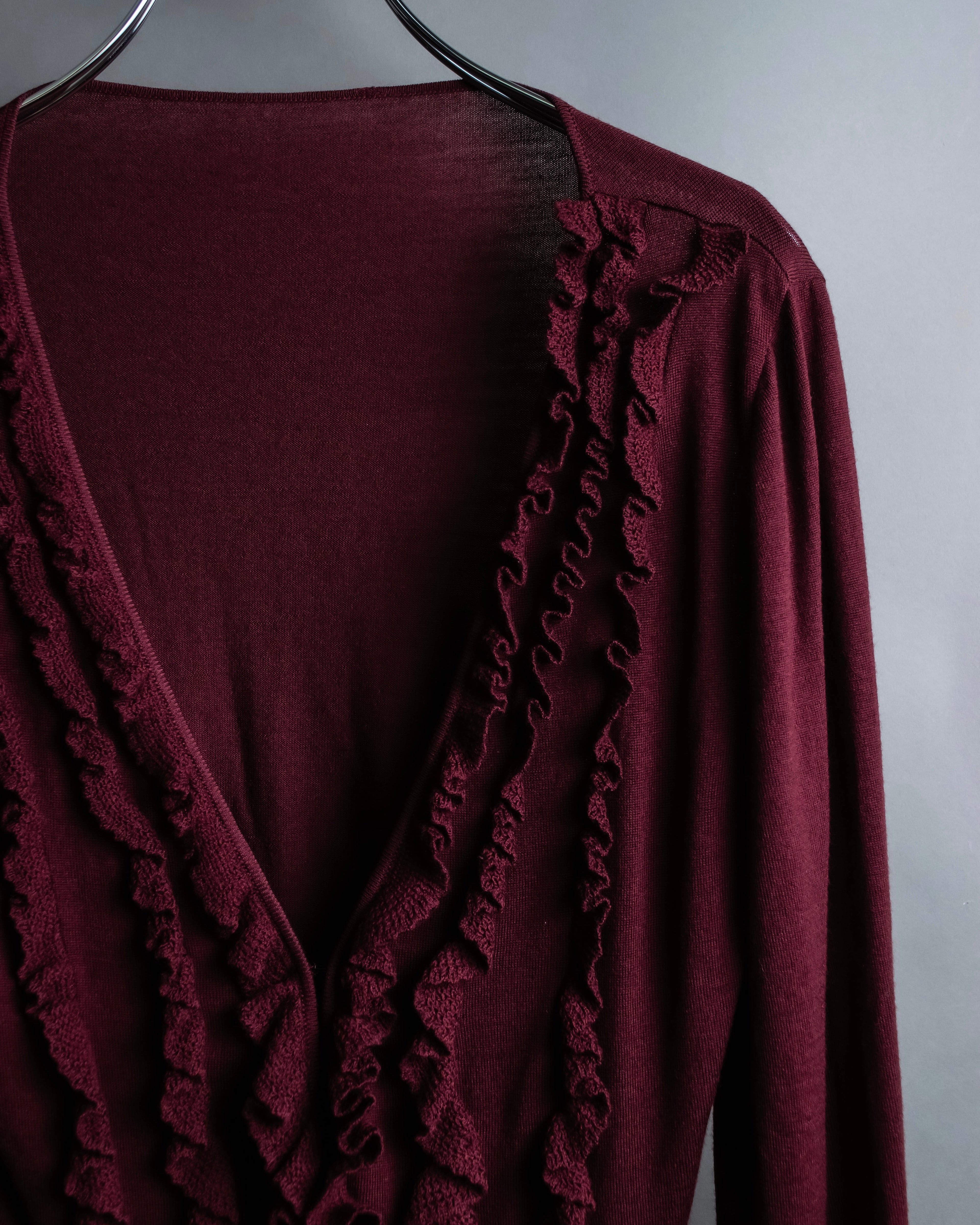 "VALENTINO" Virgin wool ruffled flower design cardigan