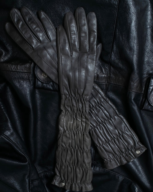 "Vintage COACH" leather shirred long gloves