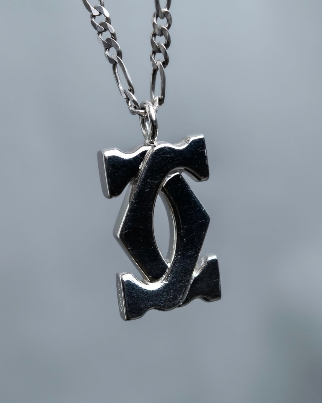 "Cartier" 925 silver logo motif necklace