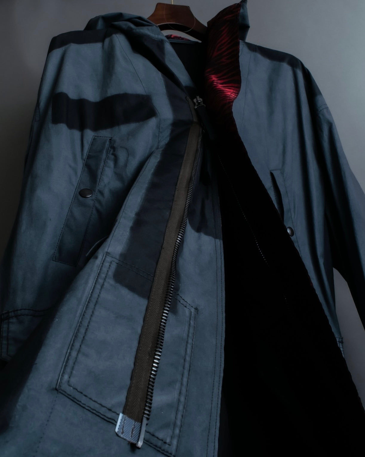 "LANVIN paris" mint condition silk blend double zip spring coat