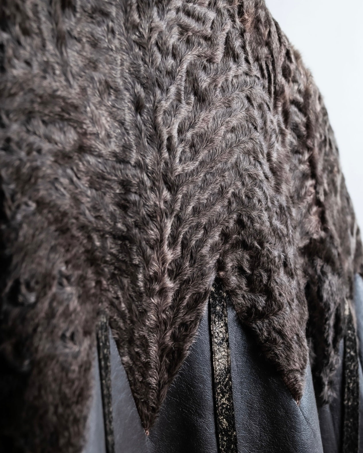 "Guy laroche" vintage real fur leather coat