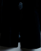 Collarless Beautiful Silhouette Velor Tailored Jacket