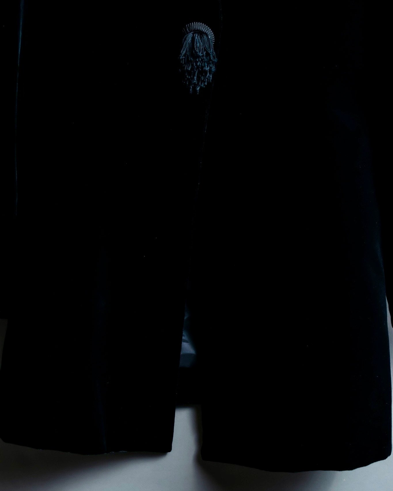 Collarless Beautiful Silhouette Velor Tailored Jacket