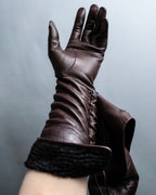 "PIUMELLI" Dead stock lace up long leather gloves