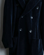 "Y's"Black navy velor double-breasted coat