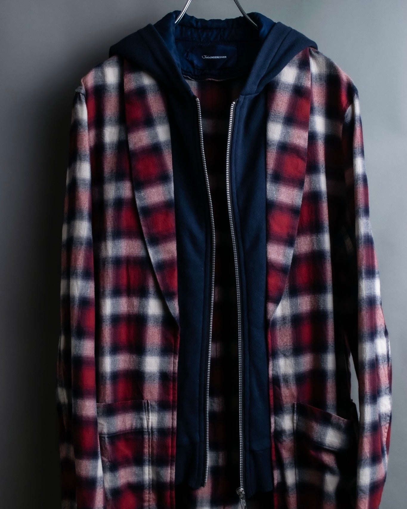 “John UNDERCOVER” gown designed check long hoodie