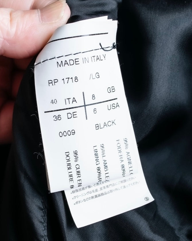 “Rick Owens” lamb leather classic biker jacket with high funnel