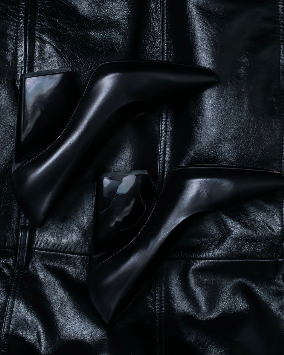 "CELINE" clear heel leather shoes