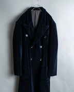 "Y's"Black navy velor double-breasted coat