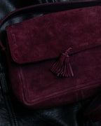 "CELINE" Purple red gradient suede shoulder bag