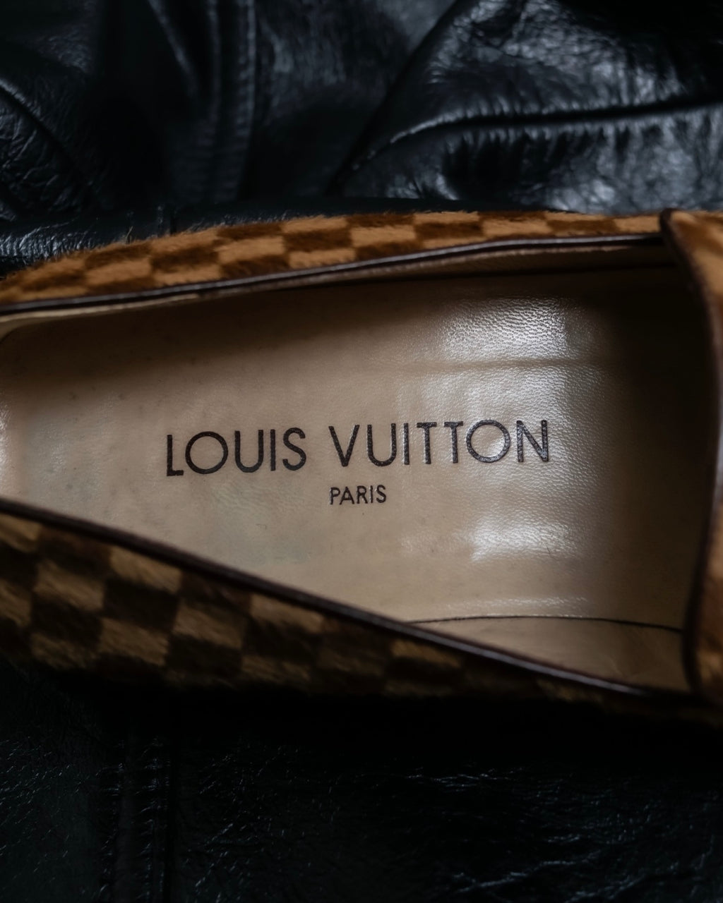 "Louis Vuitton" Damier designed unborn calf loafer