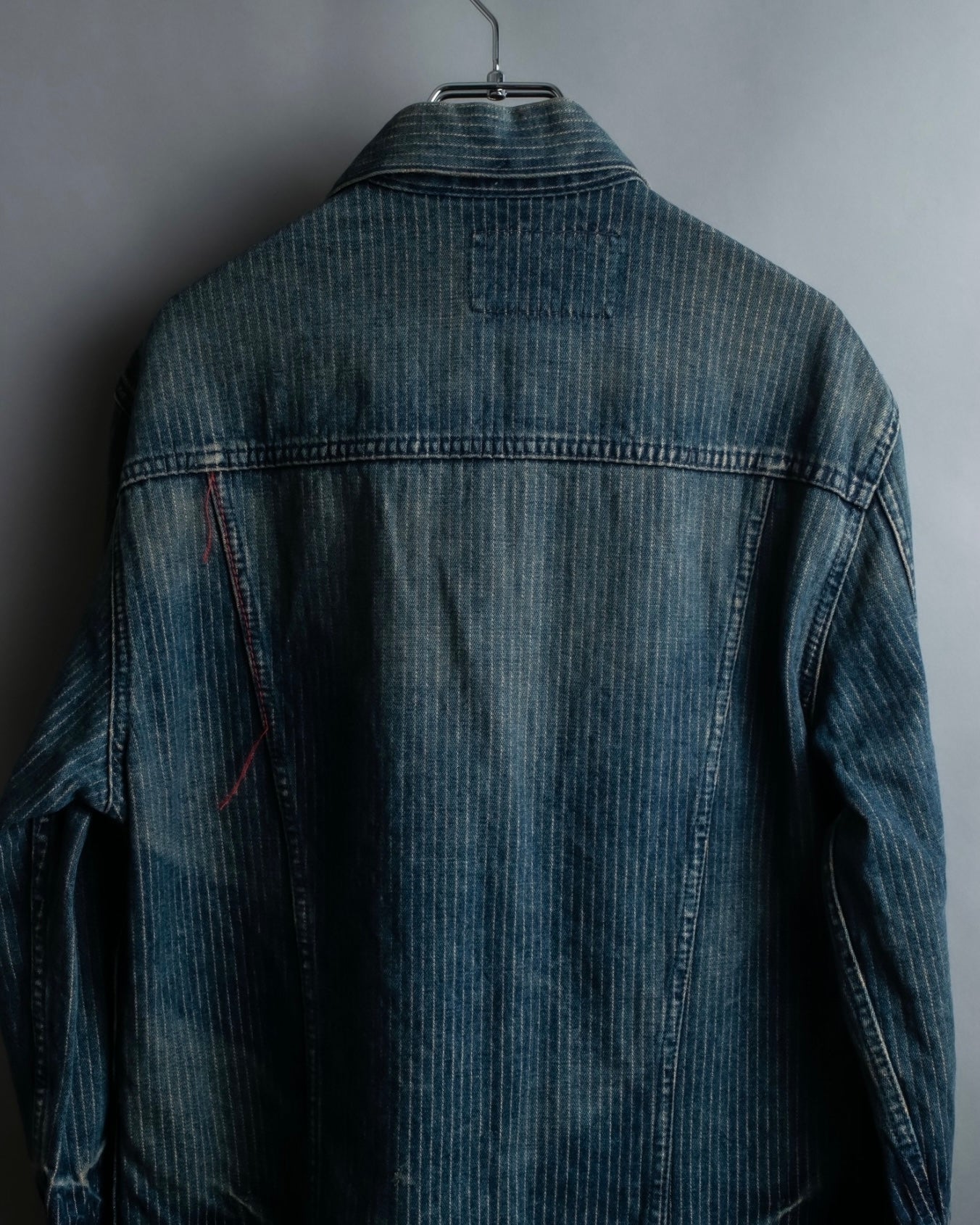 "Levi's Redloop" Aging process pencil stripe denim jacket