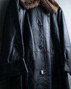 "ITALY VERA PELLE" round fur leather coat