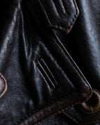 Vintage Thick Leather Red Trench Coat