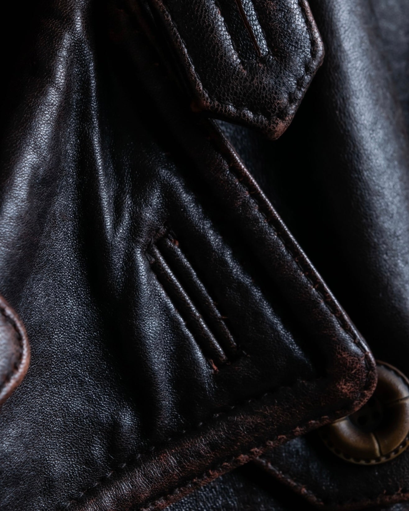 Vintage Thick Leather Red Trench Coat