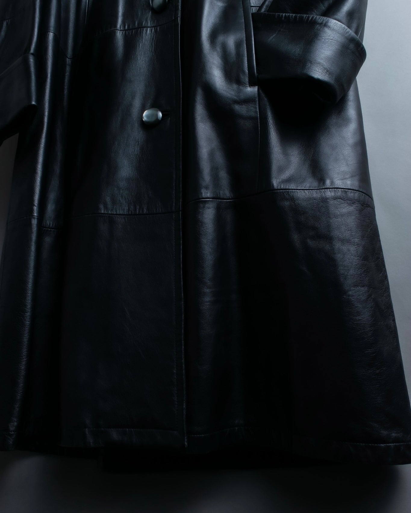 "ITALY VERA PELLE" round fur leather coat