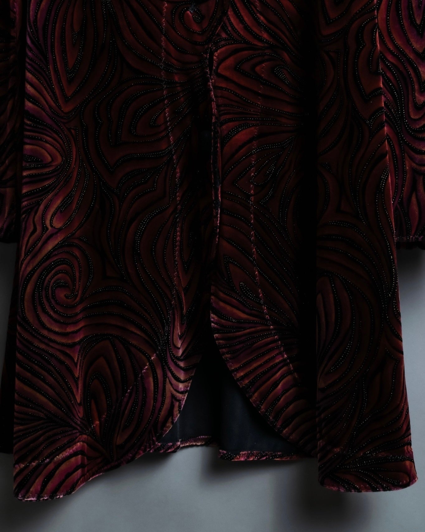 Wave Pattern Velor Stand Collar Shirt Jacket