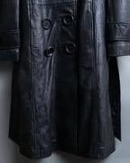 "PEAU D' ANÉ" wide lapel leather coat