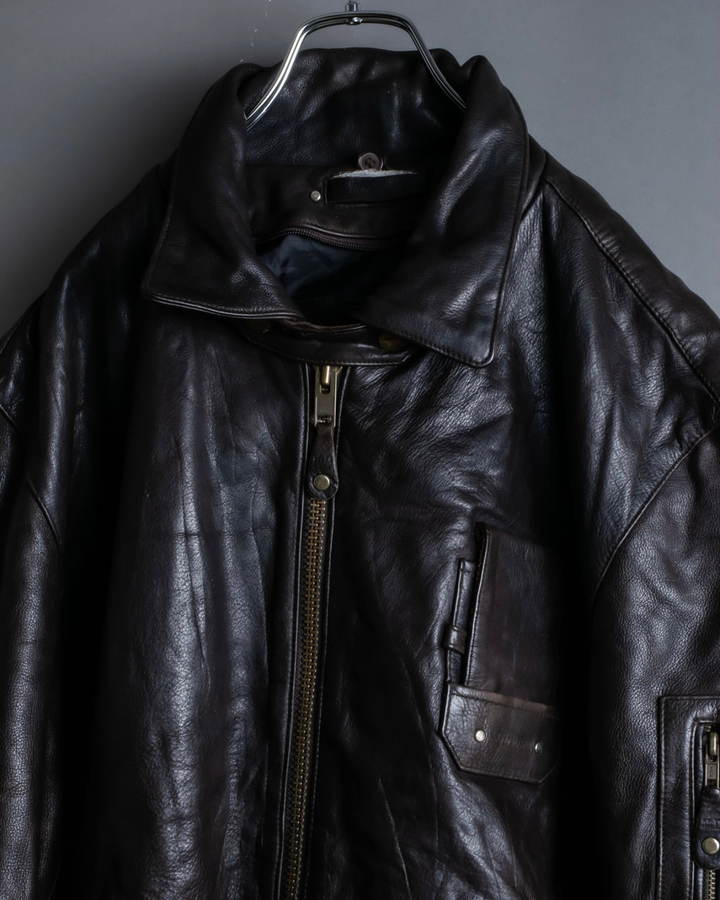 Vintage oversized leather flight jacket