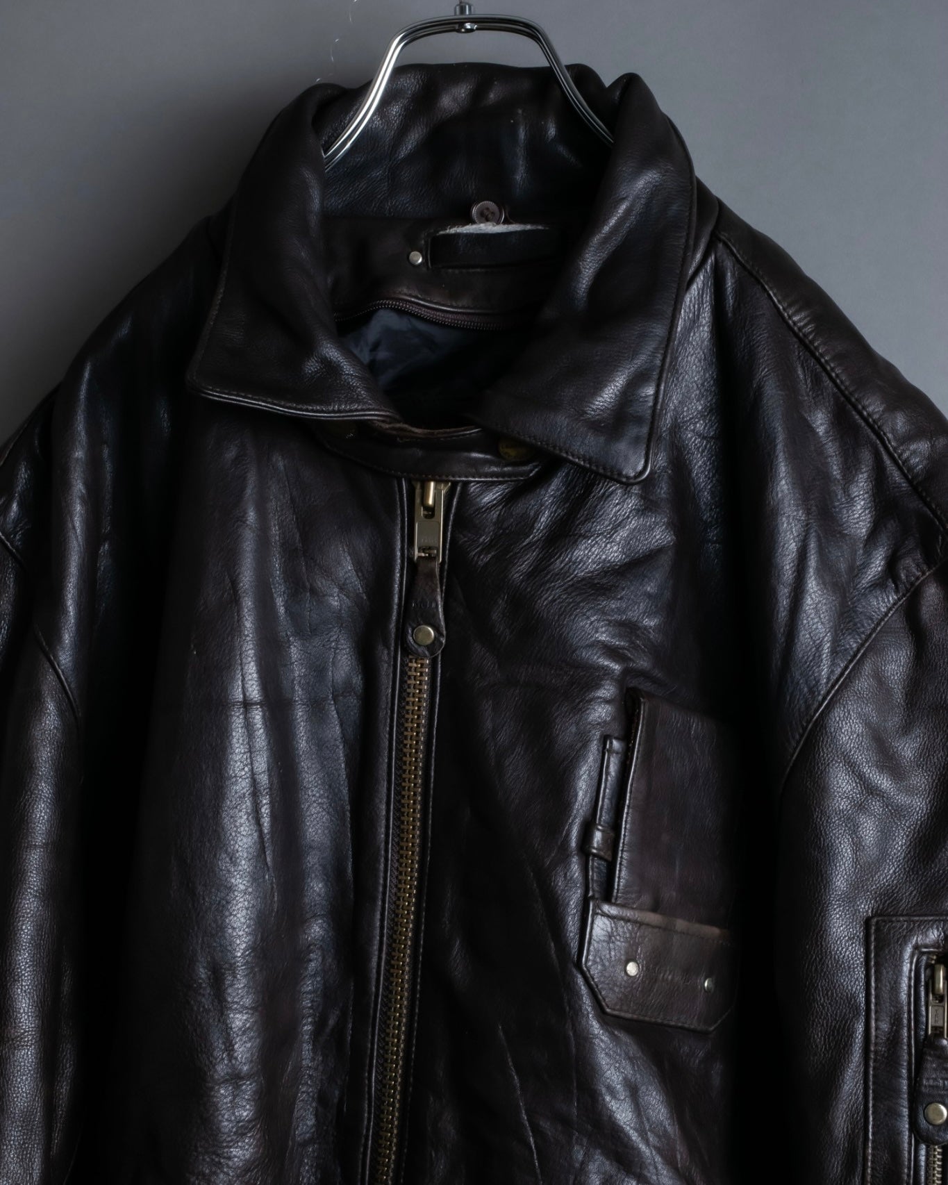 Vintage oversized leather flight jacket