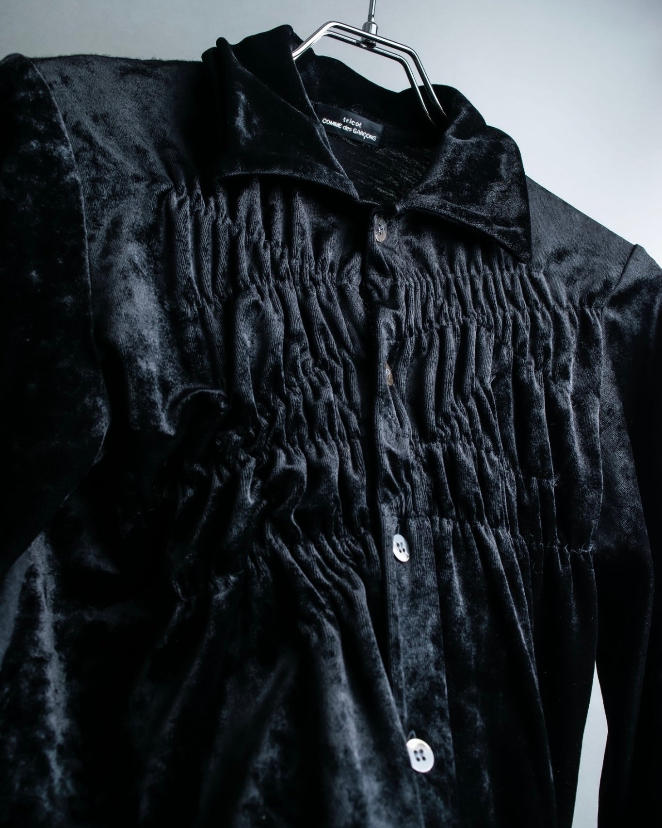 "tricot COMME des GARCONS" Mad velour avant-garde gathered shirt