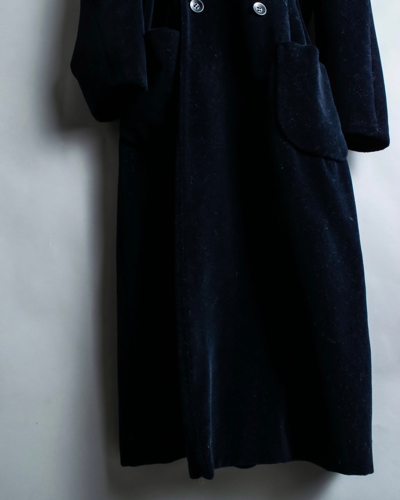 "Y's"Black navy velor double-breasted coat