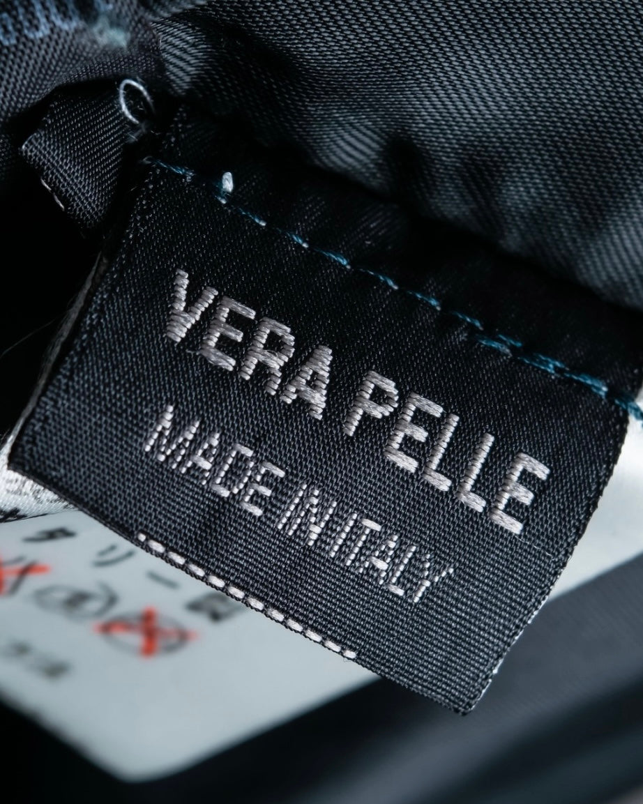 "ITALY VERA PELLE" round fur leather coat