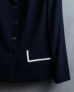 “Burberrys” open collar piping designed jacket