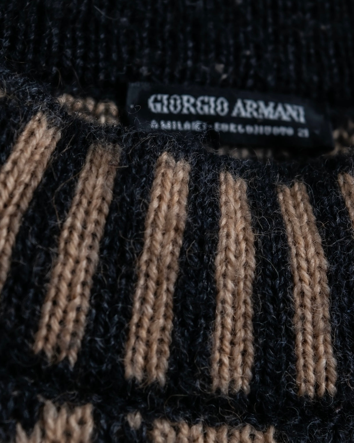 "GIORGIO ARMANI" Geometric pattern rib wool knit