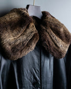 "ITALY VERA PELLE" round fur leather coat