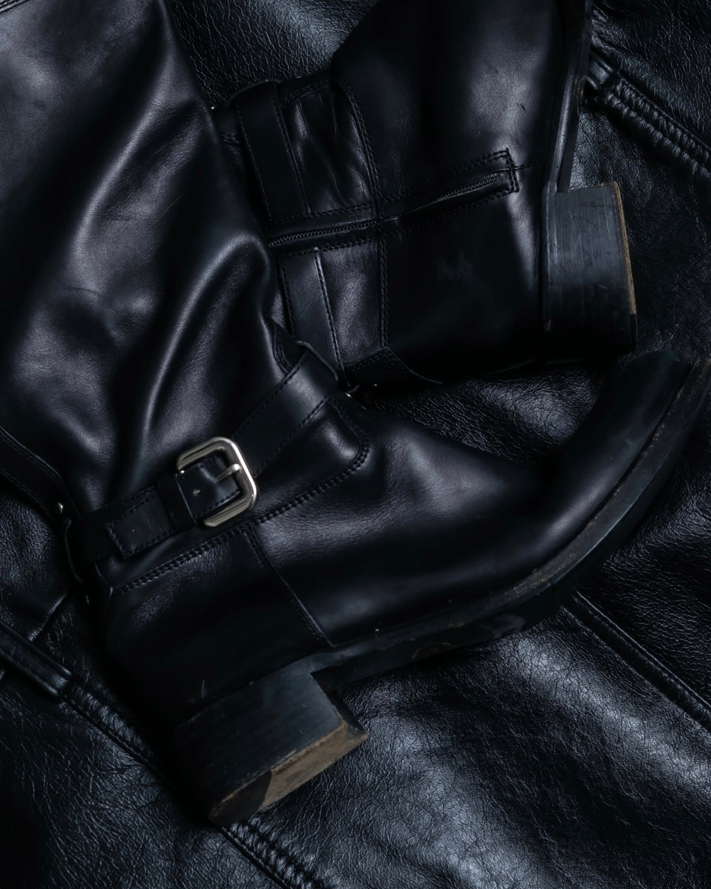"PRADA" engineered leather boots
