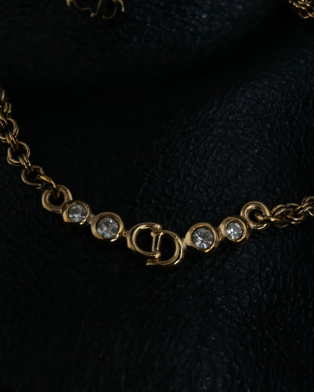 "Christian Dior" logo chain necklace