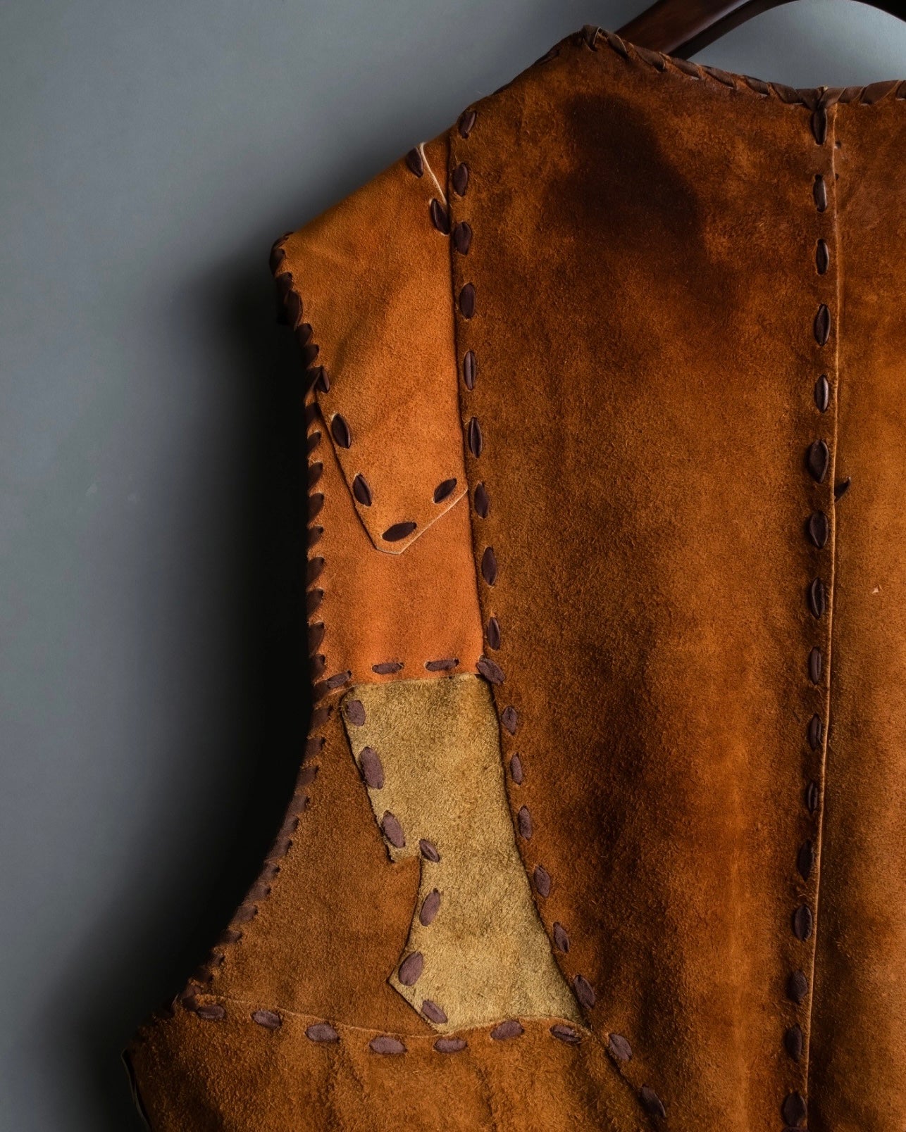 Vintage Genuine Leather Patchwork Vest