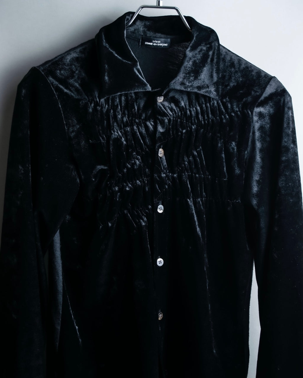 "tricot COMME des GARCONS" Mad velour avant-garde gathered shirt