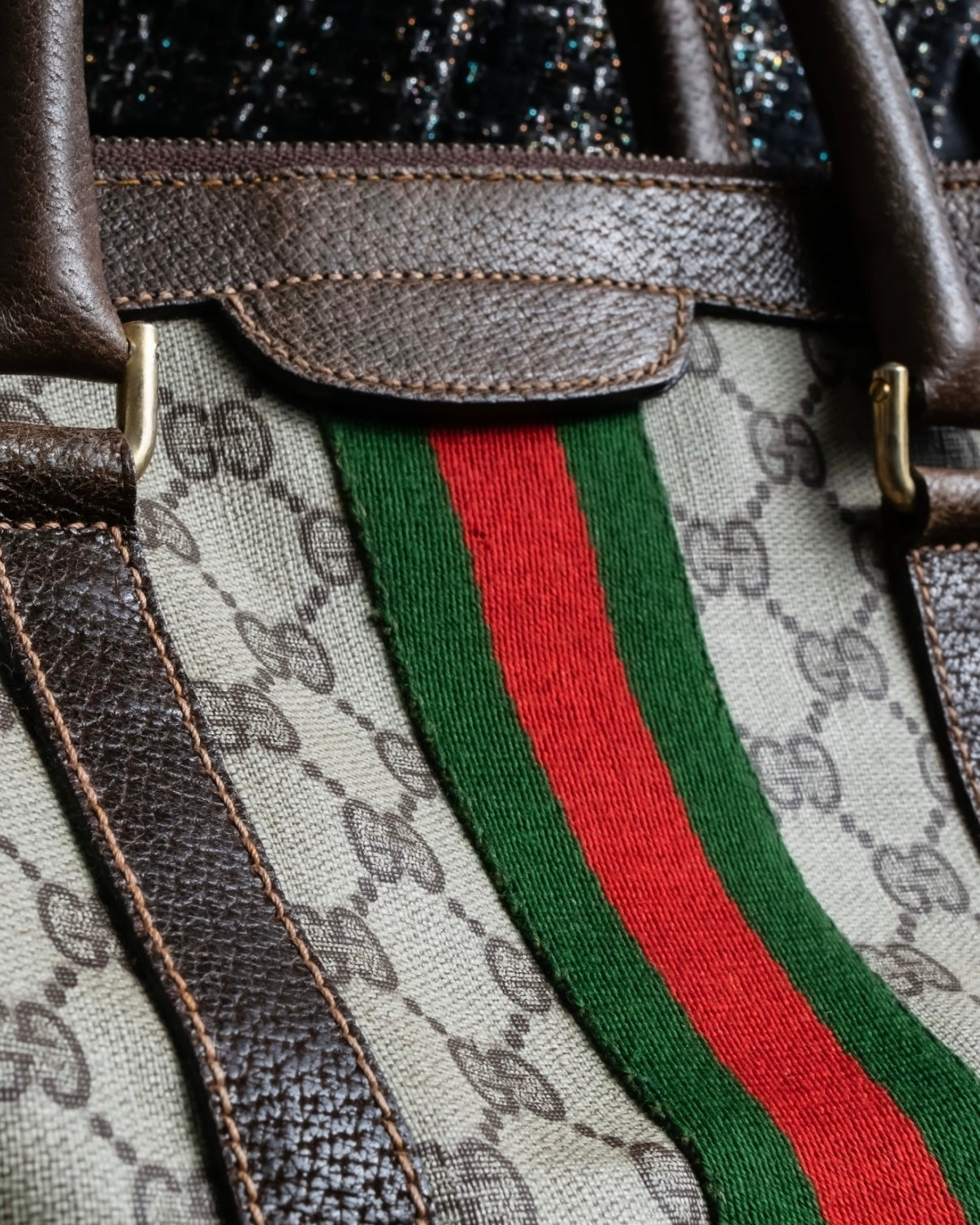 "OLD GUCCI" GG plus shelly line handbag