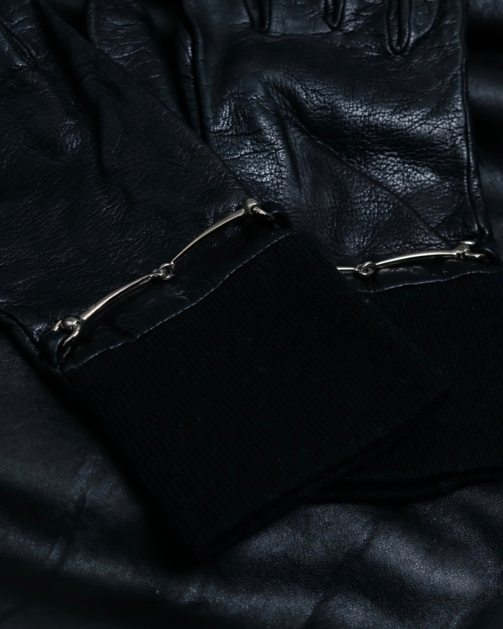 "GUCCI" Horsebit Leather×cashmere Gloves