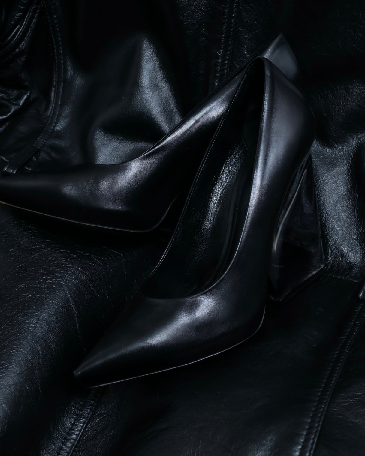 "CELINE" clear heel leather shoes