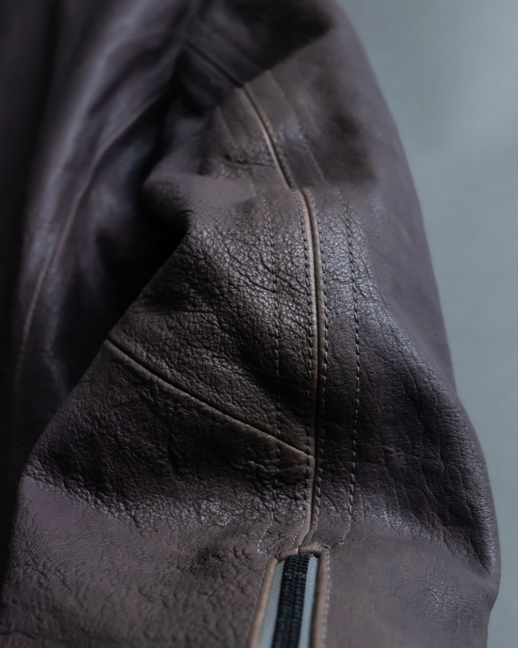 "EMPORIO ARMANI" grained lamb leather double zip jacket