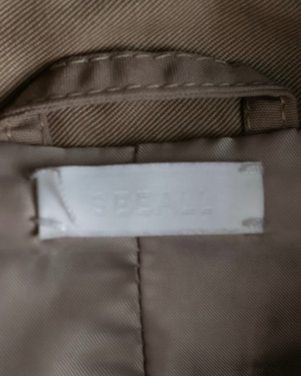 "SEEALL" patchwork designed maxi trench coat